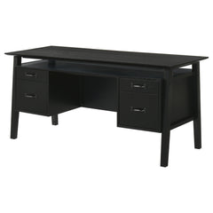 Goodson Black 64-inch 4-Drawer Double Pedestal Computer Desk - Ornate Home