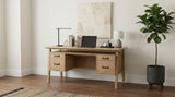 Goodson Distressed Light Brown 64-inch 4-Drawer Double Pedestal Computer Desk - Ornate Home