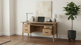 Goodson Distressed Light Brown 64-inch 4-Drawer Double Pedestal Computer Desk - Ornate Home