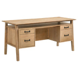 Goodson Distressed Light Brown 64-inch 4-Drawer Double Pedestal Computer Desk - Ornate Home