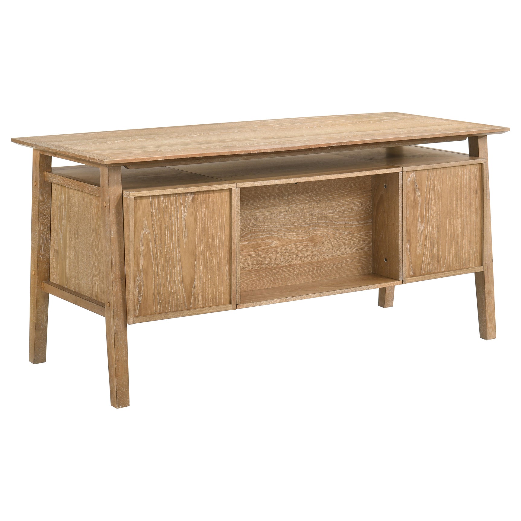 Goodson Distressed Light Brown 64-inch 4-Drawer Double Pedestal Computer Desk - Ornate Home