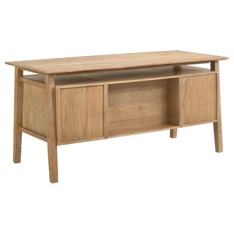 Goodson Distressed Light Brown 64-inch 4-Drawer Double Pedestal Computer Desk - Ornate Home