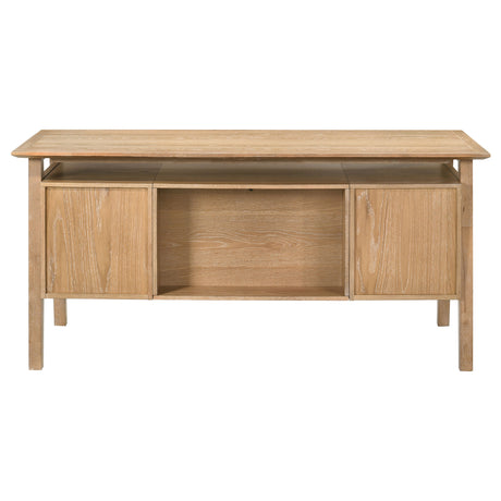 Goodson Distressed Light Brown 64-inch 4-Drawer Double Pedestal Computer Desk - Ornate Home