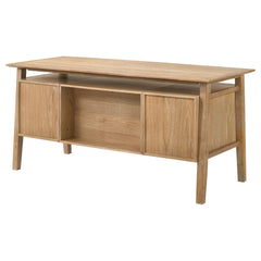 Goodson Distressed Light Brown 64-inch 4-Drawer Double Pedestal Computer Desk - Ornate Home