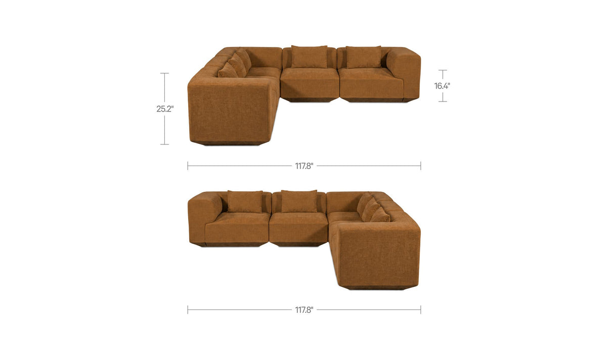 Goodwin Cognac Classic L Modular Sectional - Ornate Home