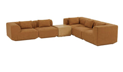 Goodwin Cognac With Side Table Classic L Modular Sectional - Ornate Home