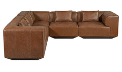 Goodwin Dark Brown Leather Classic L Modular Sectional - Ornate Home