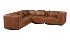 Goodwin Dark Brown Leather Classic L Modular Sectional - Ornate Home