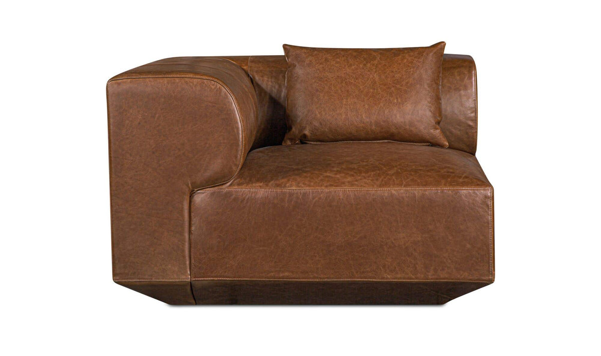 Goodwin Dark Brown Leather Corner Chair - Ornate Home