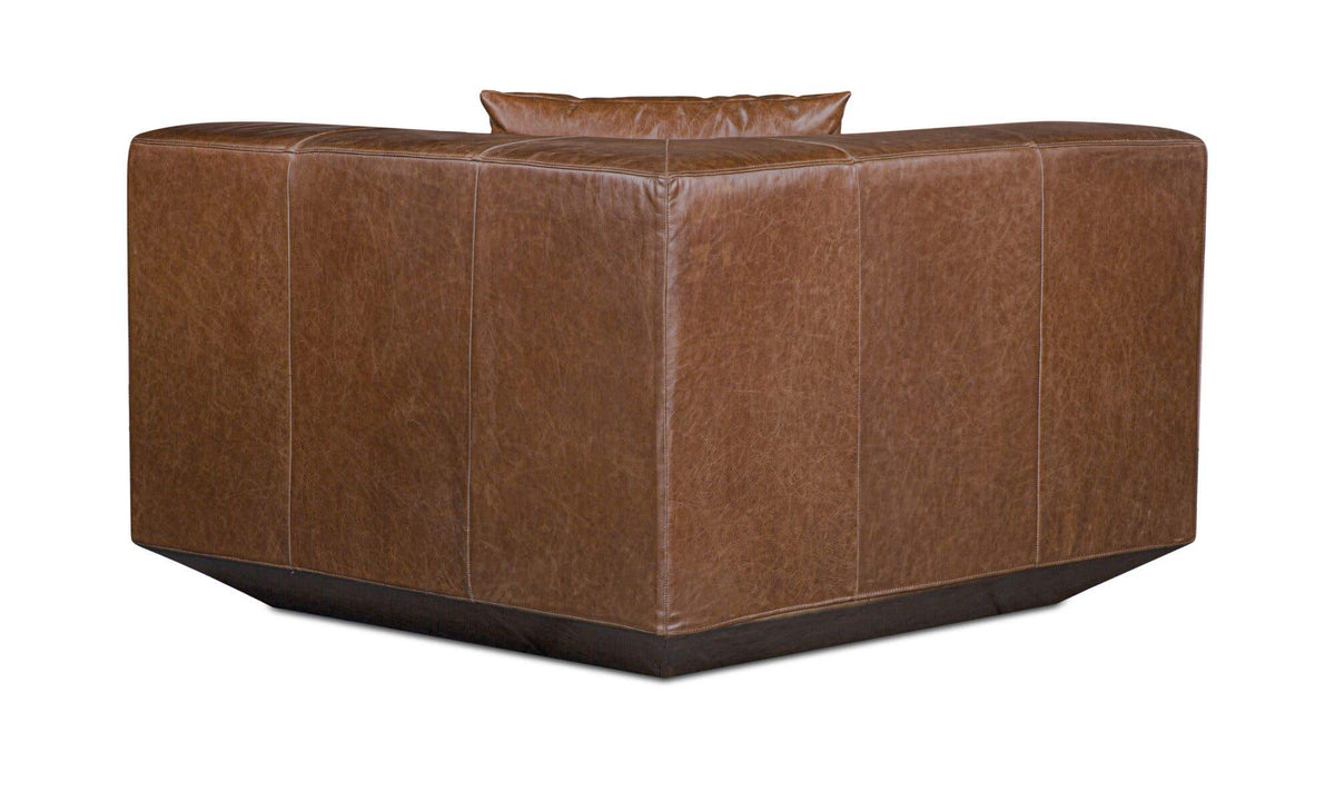 Goodwin Dark Brown Leather Corner Chair - Ornate Home