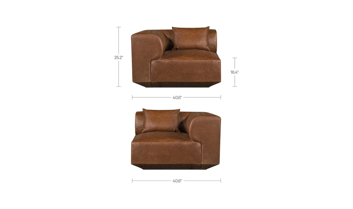 Goodwin Dark Brown Leather Corner Chair - Ornate Home