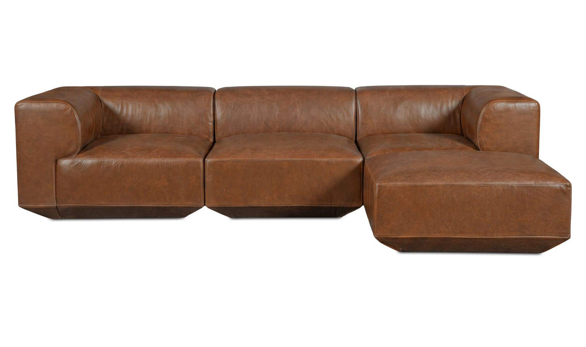 Goodwin Dark Brown Leather Lounge Modular Sectional - Ornate Home