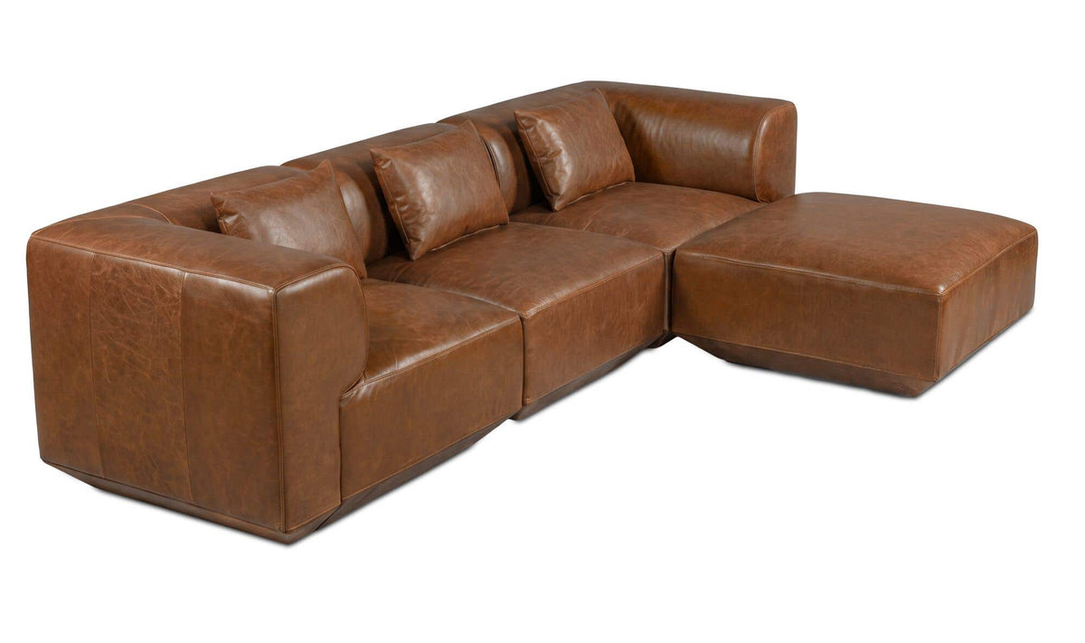 Goodwin Dark Brown Leather Lounge Modular Sectional - Ornate Home