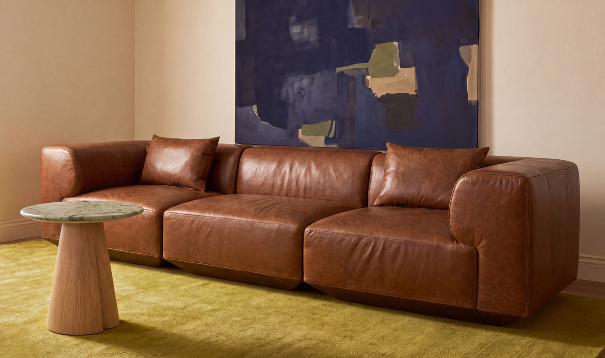 Goodwin Dark Brown Leather Modular Sofa - Ornate Home