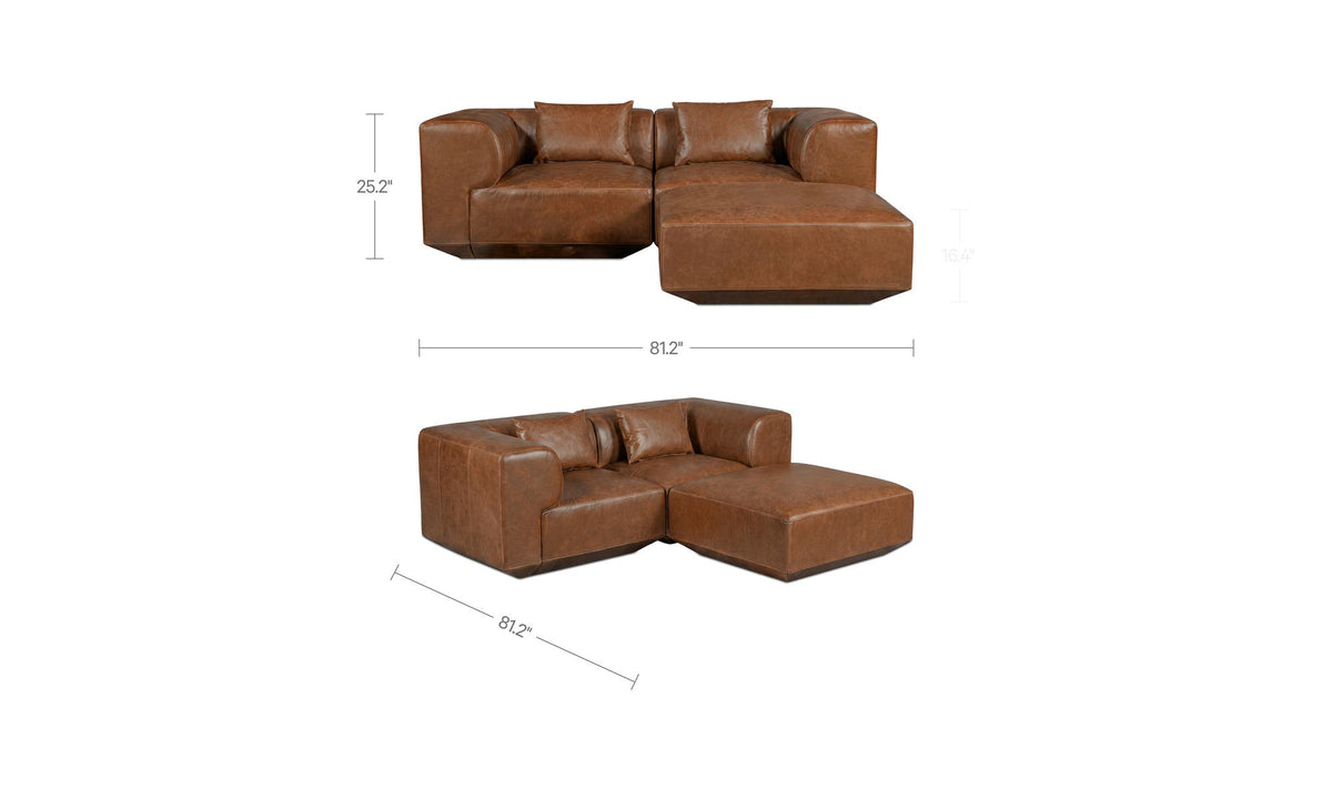 Goodwin Dark Brown Leather Nook Modular Sectional - Ornate Home