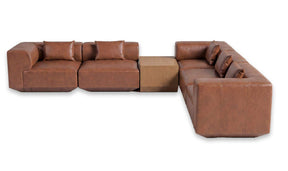 Goodwin Dark Brown Leather With Side Table Classic L Modular Sectional - Ornate Home