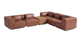 Goodwin Dark Brown Leather With Side Table Classic L Modular Sectional - Ornate Home