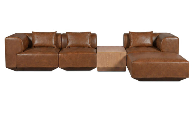 Goodwin Dark Brown Leather With Side Table Lounge Modular Sectional - Ornate Home