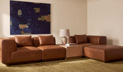 Goodwin Dark Brown Leather With Side Table Lounge Modular Sectional - Ornate Home