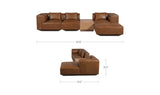 Goodwin Dark Brown Leather With Side Table Lounge Modular Sectional - Ornate Home