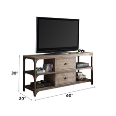 Gorden Weathered Oak & Antique Silver TV Stand - Ornate Home