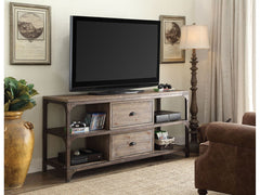 Gorden Weathered Oak & Antique Silver TV Stand - Ornate Home