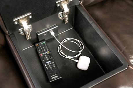 Gorgius Espresso Top Grain Leather Match Power Loveseat - Ornate Home