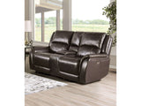 Gorgius Espresso Top Grain Leather Match Power Loveseat - Ornate Home