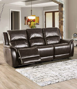 Gorgius Espresso Top Grain Leather Match Power Reclining Sofa & Loveseat - Ornate Home