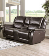 Gorgius Espresso Top Grain Leather Match Power Reclining Sofa & Loveseat - Ornate Home