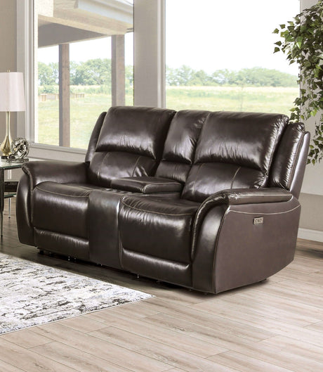 Gorgius Espresso Top Grain Leather Match Power Reclining Sofa & Loveseat - Ornate Home
