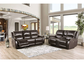 Gorgius Espresso Top Grain Leather Match Power Reclining Sofa & Loveseat - Ornate Home