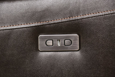 Gorgius Espresso Top Grain Leather Match Power Reclining Sofa & Loveseat - Ornate Home