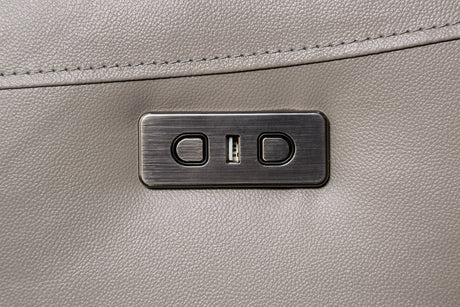 Gorgius Light Gray Top Grain Leather Match Power Reclining Sofa & Loveseat - Ornate Home