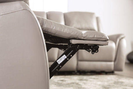 Gorgius Light Gray Top Grain Leather Match Power Reclining Sofa & Loveseat - Ornate Home