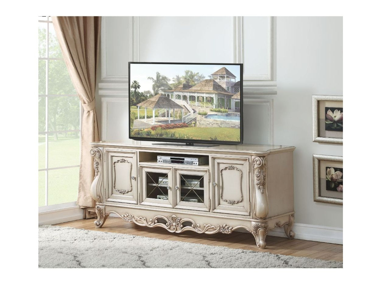 ACME Gorsedd Antique White TV Stand | Ornate Home