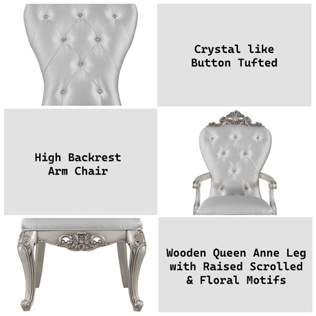 Gorsedd Cream Fabric & Antique White Arm Chair - Ornate Home