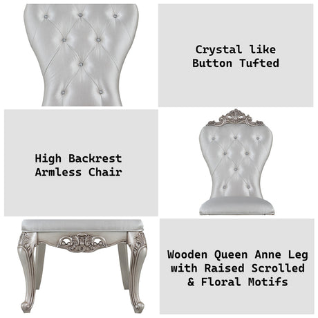 Gorsedd Cream Fabric & Antique White Side Chair - Ornate Home