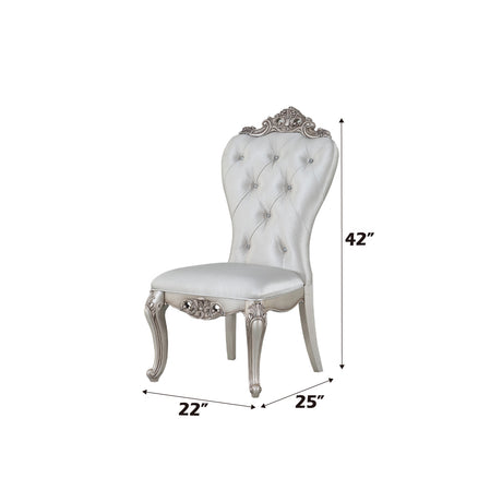 Gorsedd Cream Fabric & Antique White Side Chair - Ornate Home
