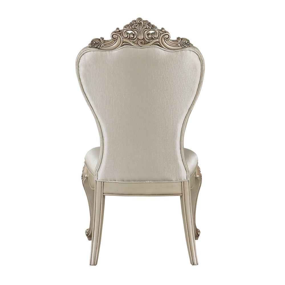 Gorsedd Cream Fabric & Antique White Side Chair - Ornate Home