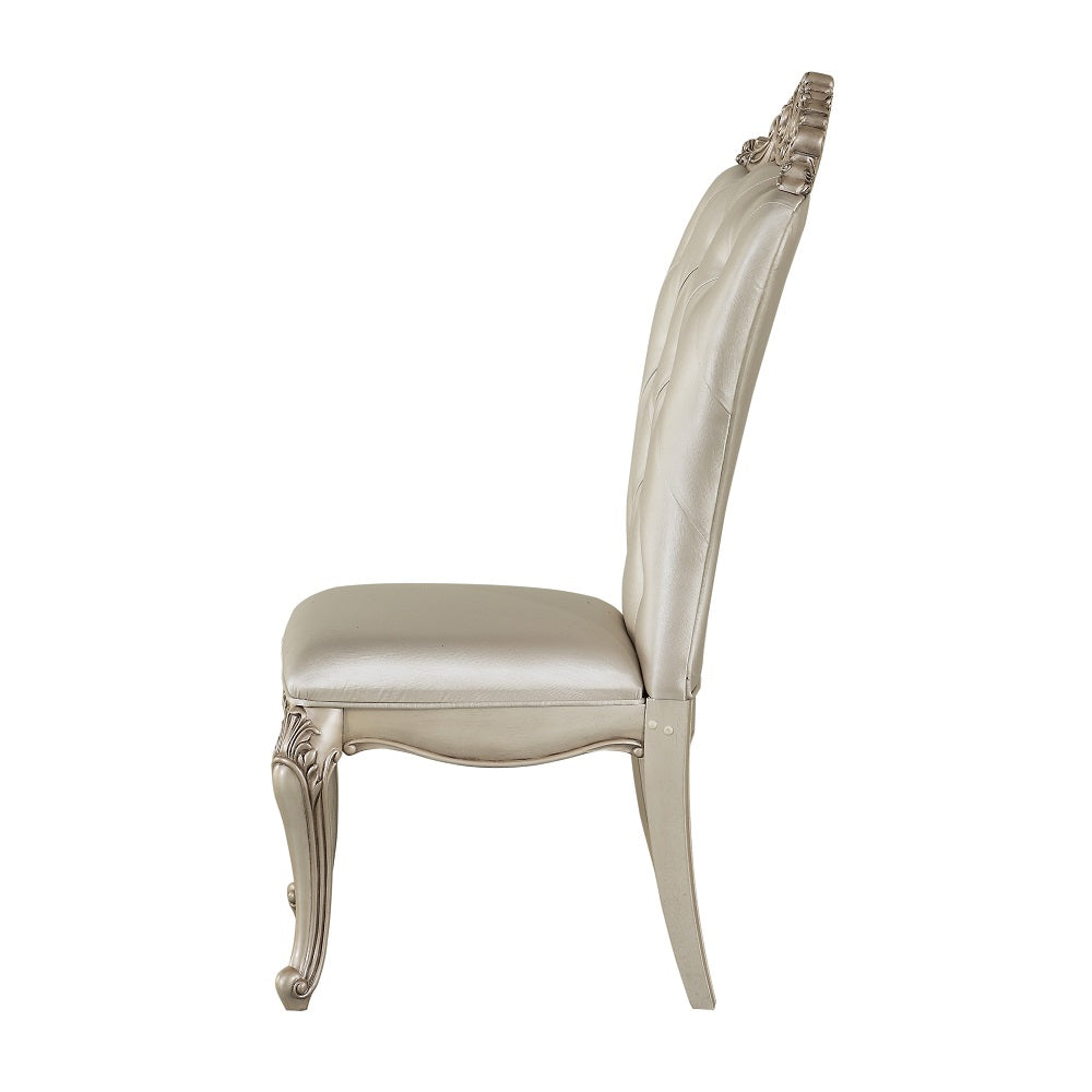 Gorsedd Cream Fabric & Antique White Side Chair - Ornate Home