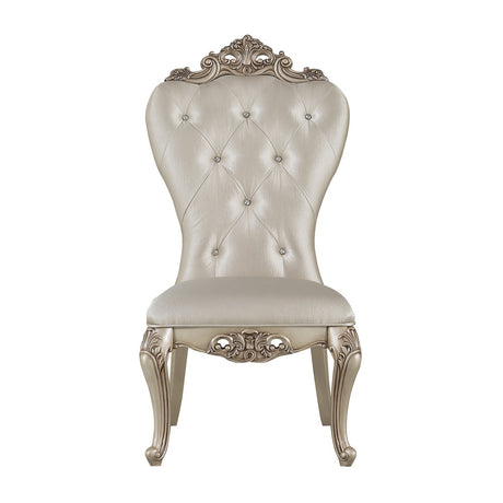 Gorsedd Cream Fabric & Antique White Side Chair - Ornate Home