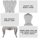 Gorsedd Cream Fabric & Golden Ivory Finish Armless Side Chair (Set of 2) - Ornate Home