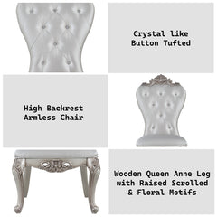 Gorsedd Cream Fabric & Golden Ivory Finish Armless Side Chair (Set of 2) - Ornate Home