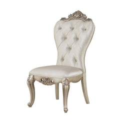 Gorsedd Cream Fabric & Golden Ivory Finish Armless Side Chair (Set of 2) - Ornate Home