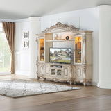 Gorsedd Entertainment Center in Antique White - Ornate Home