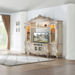Gorsedd Entertainment Center in Antique White - Ornate Home