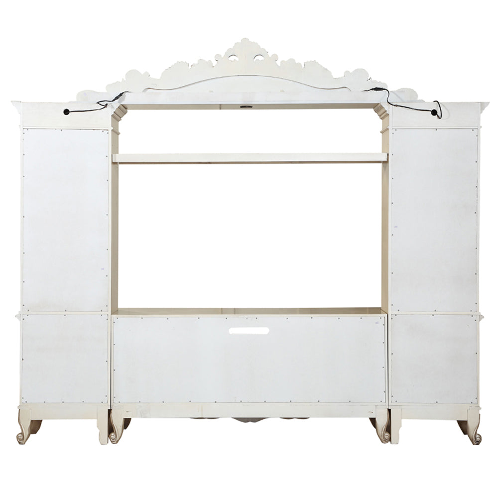 Gorsedd Entertainment Center in Antique White - Ornate Home