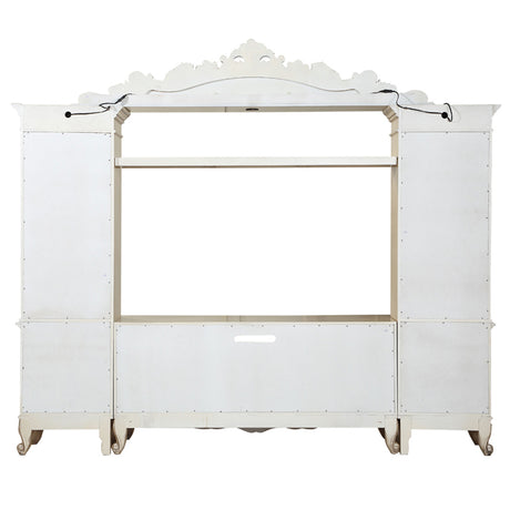 Gorsedd Entertainment Center in Antique White - Ornate Home