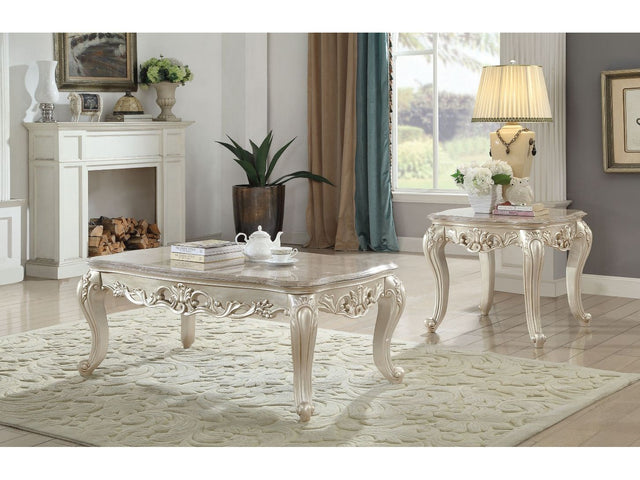 Gorsedd Marble & Antique White Coffee Table - Ornate Home